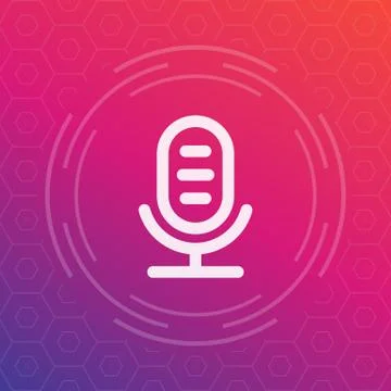 Microphone, speech recognition linear icon Illustrazione stock