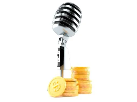 Microphone with stack of coins イラスト素材