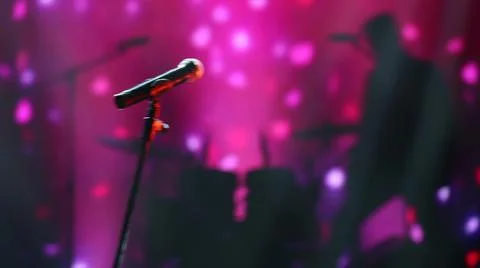 Microphone on Stage 2 Stock Photos