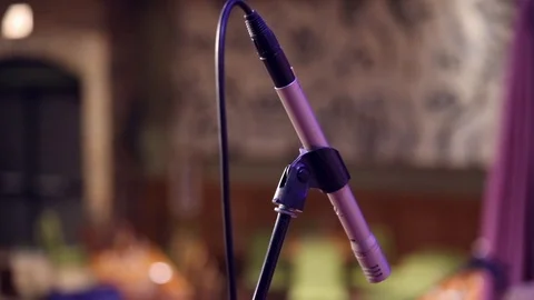 Microphone on stage against a background of auditorium Stock-Footage 102175813