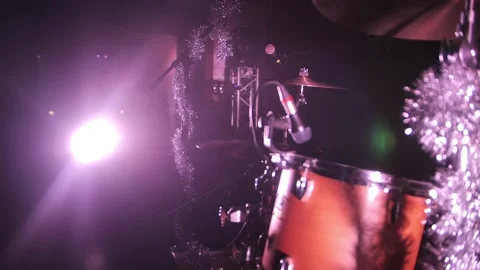 Microphone on stage against background with lighting. Stock-Footage 229556445