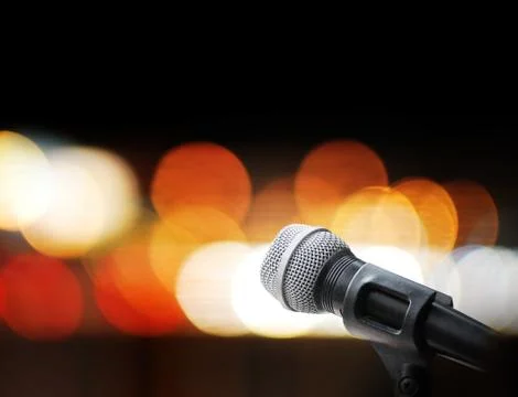 Microphone on stage background 写真素材