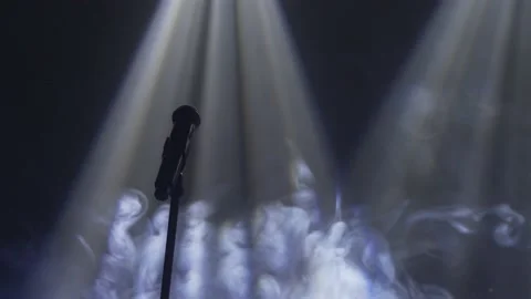 Microphone on stage on a black background. Stock Footage 225535142