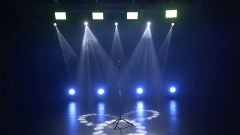 Microphone on stage on a black background. Stock Footage 225535462