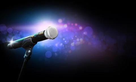 Microphone On Stage With Bokeh Light Stock Photos