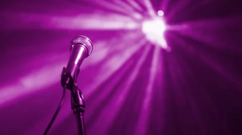Microphone on stage with disco lights Stock Footage 35574836
