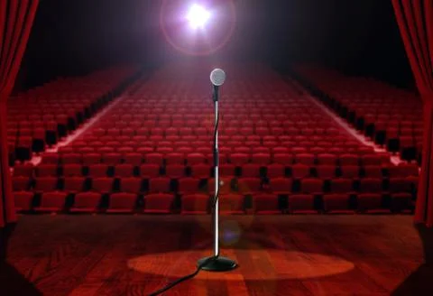 Microphone on stage with empty seats Stock-Fotos