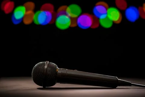 Microphone on stage floor Foto stock