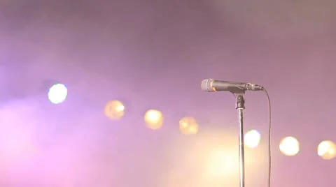 Microphone on stage Stock Footage 10580254