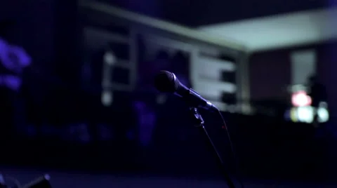 Microphone on stage Stock Footage 47842446