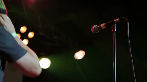 Microphone on stage Stock Footage 50686740