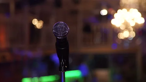 Microphone on stage Video stock 55301439