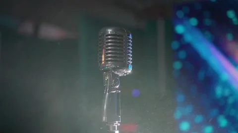 Microphone on stage Stock Footage 131840659