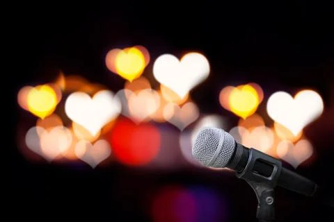 Microphone on stage isolate on out door background Stock Photos