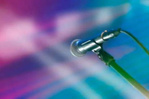 Microphone on stage Stock Photos