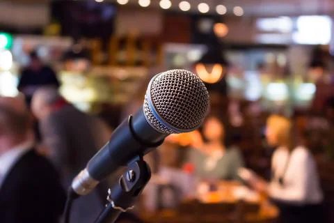 Microphone on stage. Stock Photos