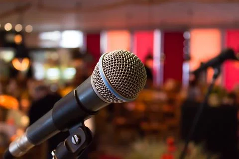 Microphone on stage. Stock-Fotos