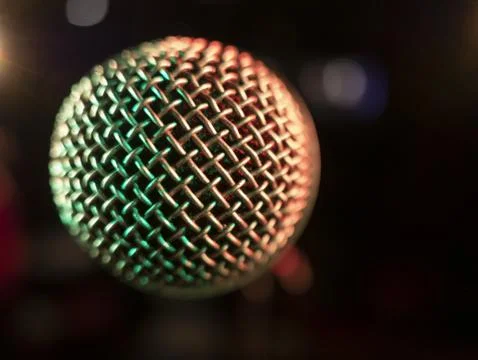 Microphone on stage, ready to be used (closeup) Stock Photos