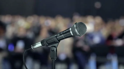 Microphone. Stage view of microphone. Shallow DOF. Stock Footage 50687683