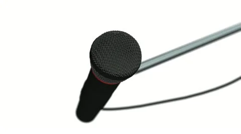 Microphone on stand 3D closeup, includes Alpha matte Video stock 20501839