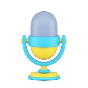 Microphone on stand 3d icon. Professional equipment for audio broadcasts and  Stock Illustration