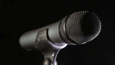 Microphone on the stand, close up Stock Footage 72223329