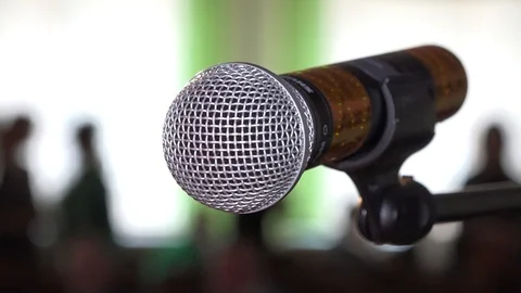 Microphone on the stand close-up Stock Footage 86821627
