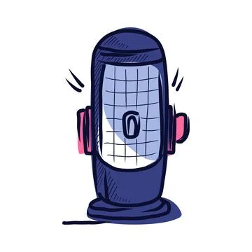 Microphone stand in flat design. Mic for podcast recording in studio. Vecto.. Stock Illustration