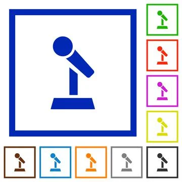 Microphone with stand flat framed icons Illustrazione stock