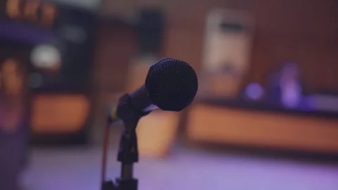 Microphone on stand Stock Footage 249419086