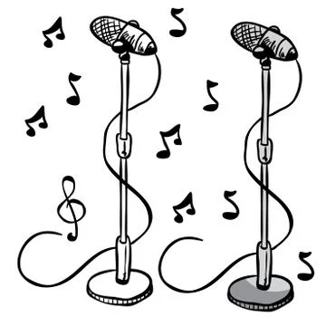 Microphone on a stand Stock Illustration