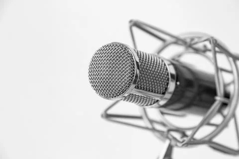 Microphone stand isolate on white background Stock Photos