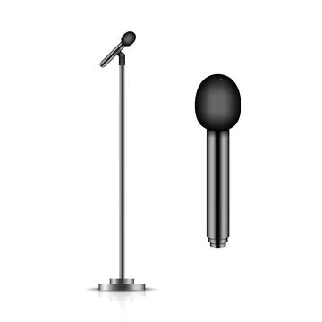 Microphone with stand isolated on white background, vector illustration Stock Illustration
