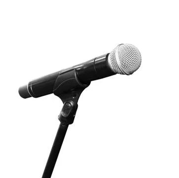 Microphone on stand isolated on white background Stock Photos