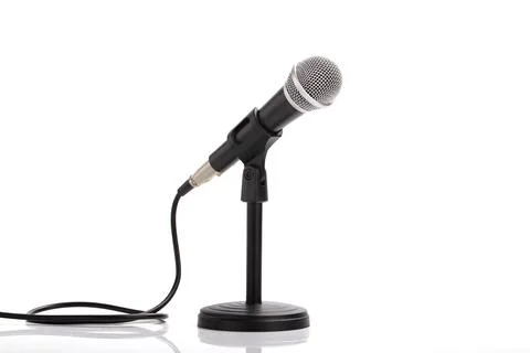 Microphone with stand isolated on white background Stock Photos