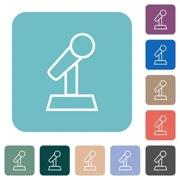 Microphone with stand outline rounded square flat icons Stock Illustration