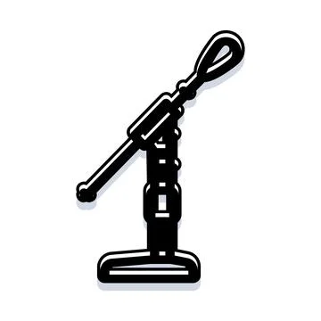 Microphone on stand producing sound for audio recording Illustrazione stock