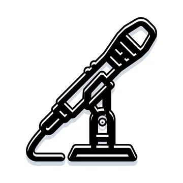 Microphone on stand for recording audio speech Illustrazione stock