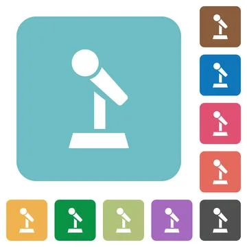 Microphone with stand rounded square flat icons Stock Illustration