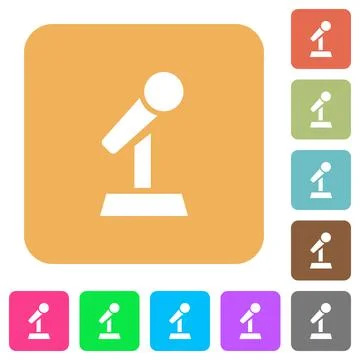 Microphone with stand rounded square flat icons Stock Illustration