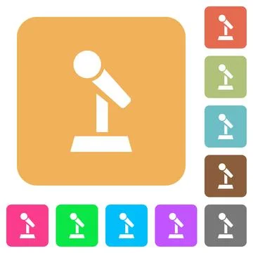 Microphone with stand rounded square flat icons Stock Illustration