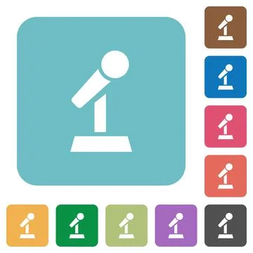 Microphone with stand rounded square flat icons Stock Illustration