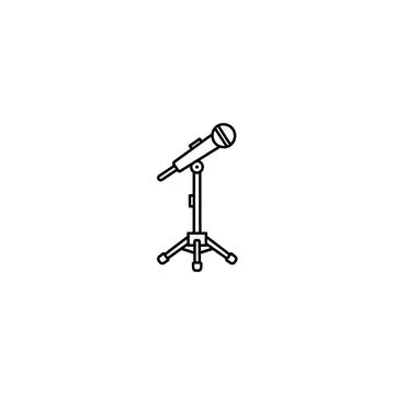 Microphone on stand - simple line art with white background Stock Illustration