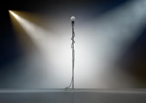 Microphone Stand On Stage Stock Photos