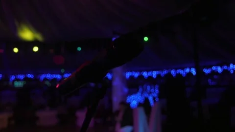 Microphone on the Stand is Standing on the Stage, Close-Up Microphone on the Stock Footage 73107092