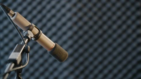 Microphone on a stand in the studio - CU Video stock 125475285