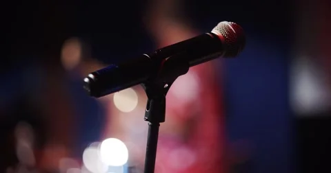 Microphone standing at the scene Stock Footage 49393136