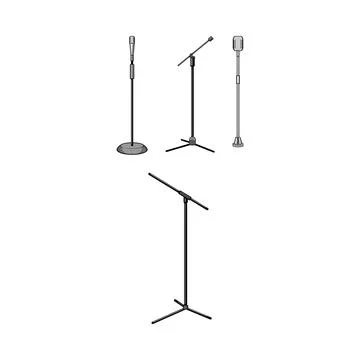 Microphone stands and mikes ready for performance Illustrazione stock