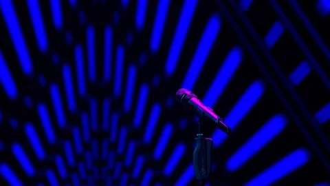 A microphone stands on a stand against a background Vidéo 128017548