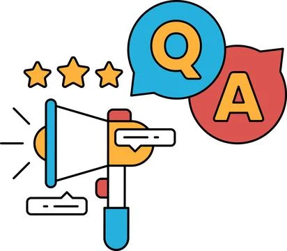 A microphone with a star above it and a question mark below it Stock Illustration